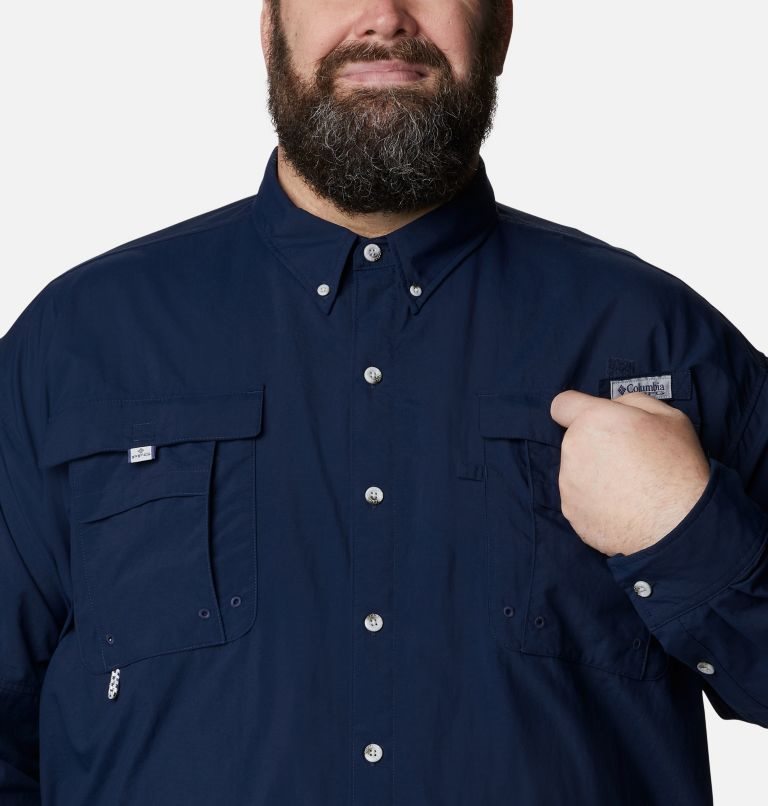 Men's Columbia PFG Bahama II Long Sleeve Shirts Navy | Plus Size CA-WC406